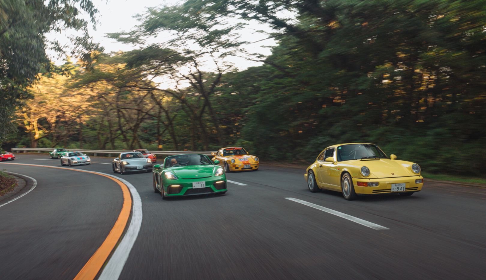 Free rein: At sunrise, the group has the roads in the Hakone area all to themselves.