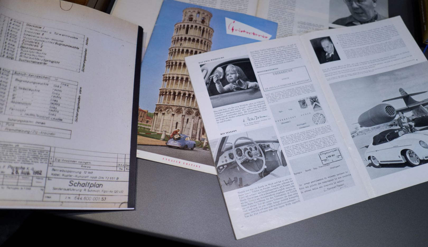 Historic Christophorus issues: Below right, an article about Reinhard Schmidt’s 356, which now belongs to Henk Spin.