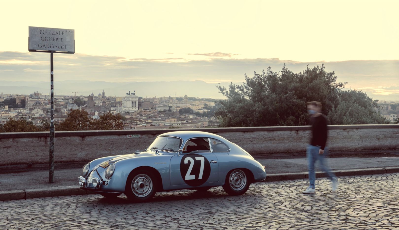 In 1959, Paul Ernst Strähle and Robert Buchet won the Liège-Rome-Liège rally in the Porsche 356 A 1600 GS Carrera GT—without actually being allowed to enter the Italian capital. Sixty-two years later, Marc Lieb brings the V2 to the Eternal City. 