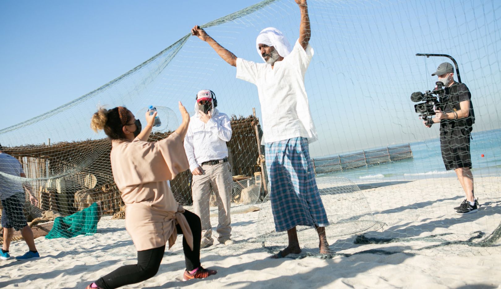 Nayla Al Khaja is known in the industry as the Queen of Narrative  Films. Her repertoire also includes commercials; here, she can be seen filming at Sharjah Beach north of Dubai. Photo: Karen Leonard