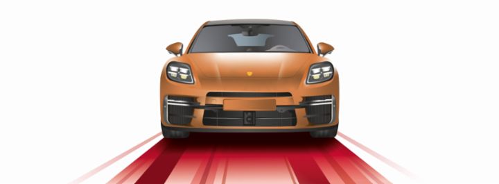 A race car with the number 98 drives on a track with colored edge markings and a dynamic curve.